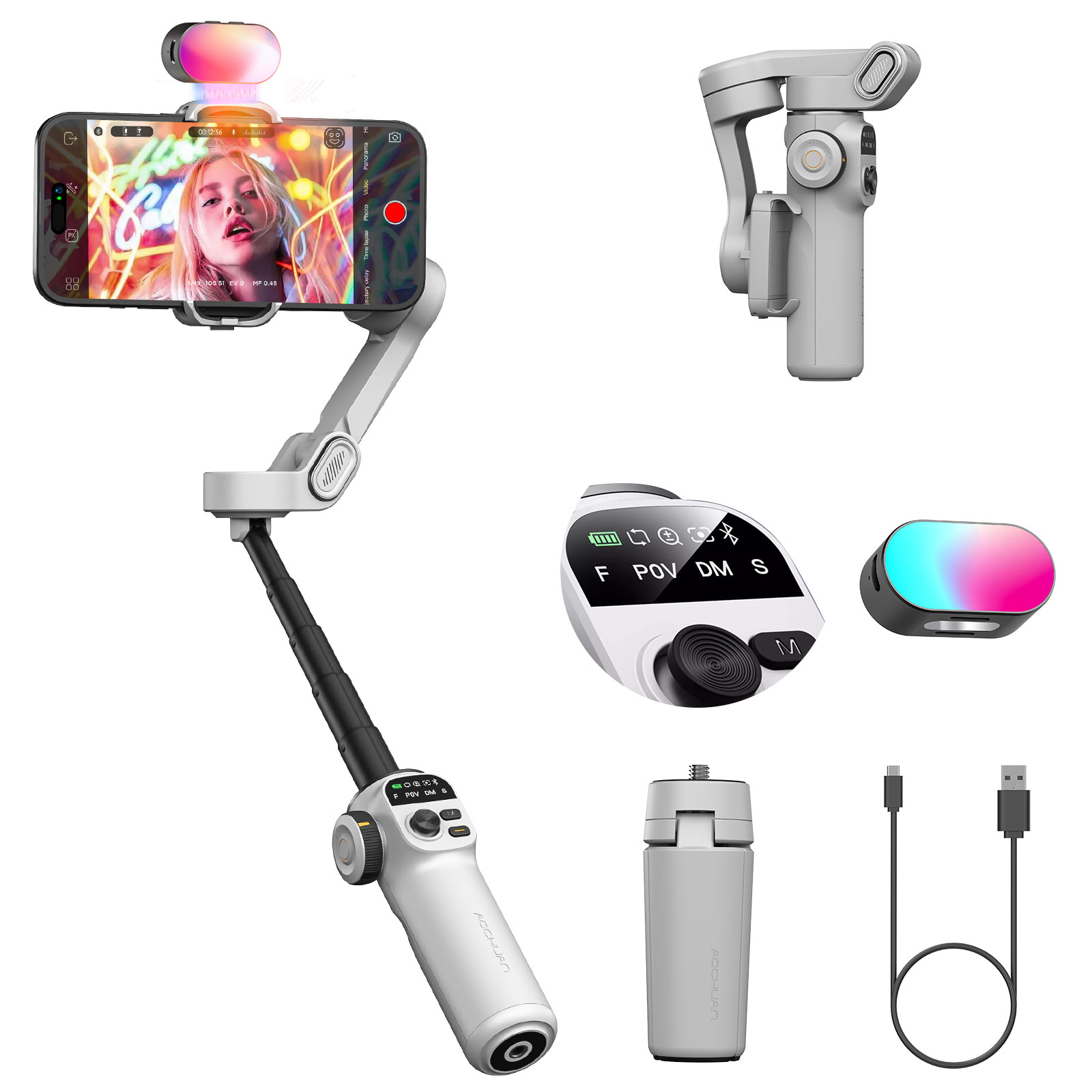 Aochuan Smart X2 Kiti Beyaz 3  - Handheld Stabilizer Gimbal incelemesi ve fiyatı